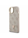 Guess Guess PU 4G Strass Triangle Logo Suport Ramă Cameră MagSafe Carcasă Spate pentru iPhone 15 Roz