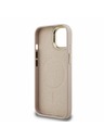 Guess Guess PU 4G Strass Triangle Logo Suport Ramă Cameră MagSafe Carcasă Spate pentru iPhone 15 Roz