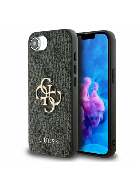 Guess Guess PU 4G Metal Logo Carcasă Spate pentru iPhone 16e Gri
