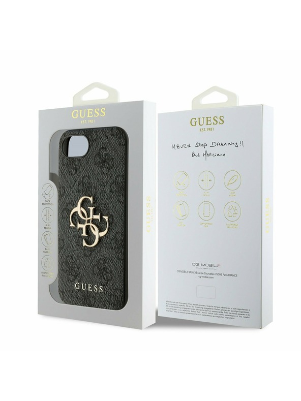 Guess Guess PU 4G Metal Logo Carcasă Spate pentru iPhone 16e Gri