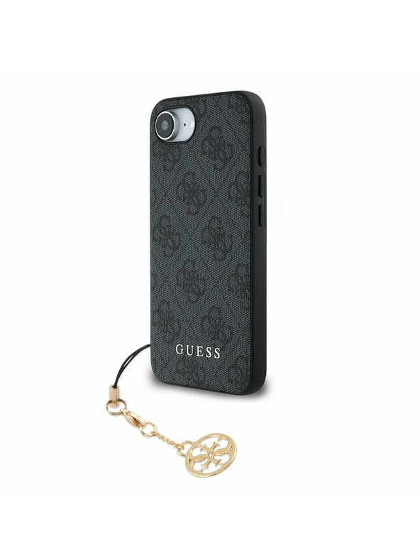 Guess Guess 4G Breloc Carcasă spate pentru iPhone 16e Ton pe Ton Gri
