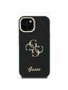 Guess Guess PU Granulat 4G Logo Suport Ramă Cameră Carcasă spate pentru iPhone 15 Negru