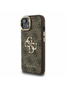 Guess Guess PU 4G Metal Logo Suport Ramă Cameră Carcasă spate pentru iPhone 15 Maro