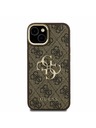 Guess Guess PU 4G Metal Logo Suport Ramă Cameră Carcasă spate pentru iPhone 15 Maro