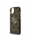 Guess Guess PU 4G Metal Logo Suport Ramă Cameră Carcasă spate pentru iPhone 15 Maro