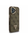 Guess Guess PU 4G Strass Triunghi Logo Suport Ramă Cameră MagSafe Carcasă spate pentru iPhone 16 Maro