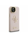 Guess Guess PU Granulat 4G Logo Suport Ramă Cameră Carcasă spate pentru iPhone 15 Roz