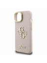 Guess Guess PU Granulat 4G Logo Suport Ramă Cameră Carcasă spate pentru iPhone 15 Roz