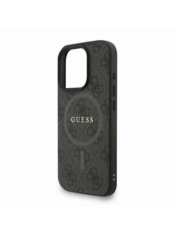 Guess Guess PU Piele 4G Inel Colorat Curea MagSafe Carcasă spate pentru iPhone 16 Pro Negru