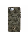 Guess Guess PU 4G Strass Triunghi Metal Logo Carcasă spate pentru iPhone 16e Maro