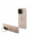 Guess Guess PU Granulat 4G Logo Suport Ramă Cameră Carcasă spate pentru iPhone 16 Pro Roz