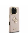 Guess Guess PU Granulat 4G Logo Suport Ramă Cameră Carcasă spate pentru iPhone 16 Pro Roz