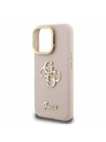 Guess Guess PU Granulat 4G Logo Suport Ramă Cameră Carcasă spate pentru iPhone 16 Pro Roz