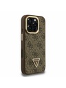 Guess Guess PU 4G Strass Triunghi Logo Suport Ramă Cameră MagSafe Carcasă spate pentru iPhone 16 Pro Max Maro