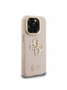 Guess Guess PU Granulat 4G Logo Suport Ramă Cameră Carcasă spate pentru iPhone 15 Pro Max Roz
