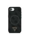 Guess Guess PU 4G Strass Triunghi Metal Logo Carcasă spate pentru iPhone 16e Negru