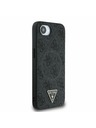 Guess Guess PU 4G Strass Triunghi Metal Logo Carcasă spate pentru iPhone 16e Negru