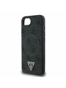 Guess Guess PU 4G Strass Triunghi Metal Logo Carcasă spate pentru iPhone 16e Negru