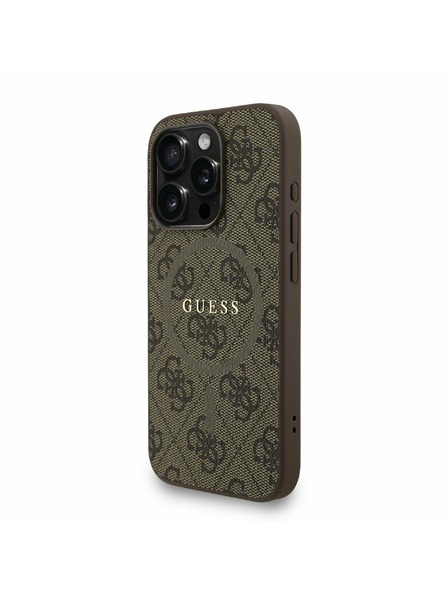 Guess Guess PU Piele 4G Inel Colorat Curea MagSafe Carcasă spate pentru iPhone 15 Pro Max Maro