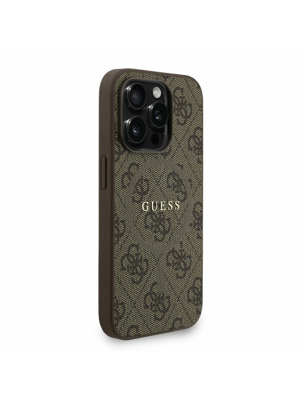 Guess Guess PU Piele 4G Inel Colorat Curea MagSafe Carcasă spate pentru iPhone 15 Pro Max Maro