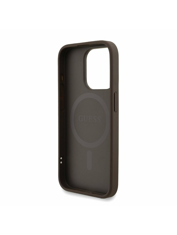 Guess Guess PU Piele 4G Inel Colorat Curea MagSafe Carcasă spate pentru iPhone 15 Pro Max Maro