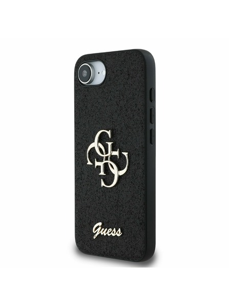 Guess Guess PU Fixed Glitter 4G Metal Logo Carcasă spate pentru iPhone 16e Negru