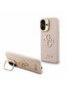 Guess Guess PU Granulat 4G Logo Suport Ramă Cameră Carcasă spate pentru iPhone 16 Roz