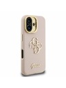 Guess Guess PU Granulat 4G Logo Suport Ramă Cameră Carcasă spate pentru iPhone 16 Roz