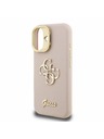 Guess Guess PU Granulat 4G Logo Suport Ramă Cameră Carcasă spate pentru iPhone 16 Roz