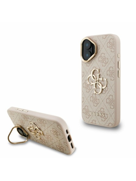 Guess Guess PU 4G Metal Logo Suport Ramă Cameră Carcasă spate pentru iPhone 16 Roz