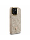Guess Guess PU 4G Strass Triunghi Logo Suport Ramă Cameră MagSafe Carcasă spate pentru iPhone 15 Pro Max Roz