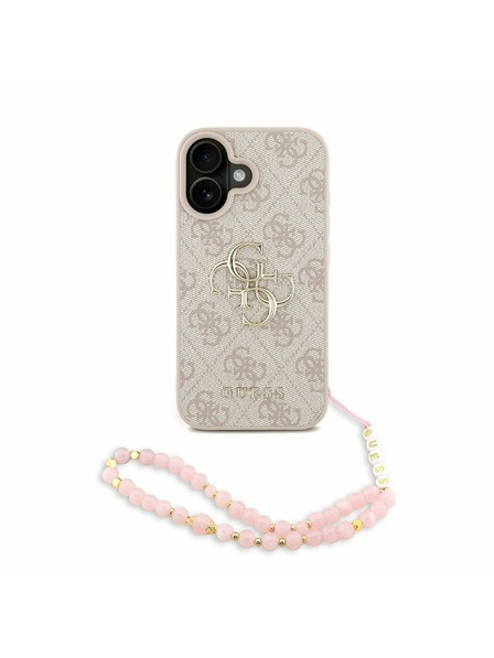 Guess Guess PU 4G Metal Logo Strap Carcasă spate pentru iPhone 16 Roz