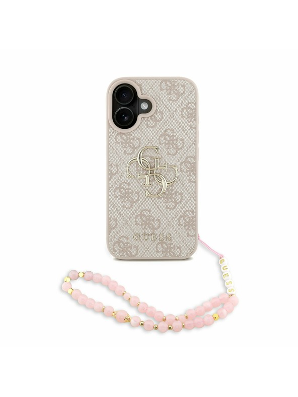 Guess Guess PU 4G Metal Logo Strap Carcasă spate pentru iPhone 16 Roz