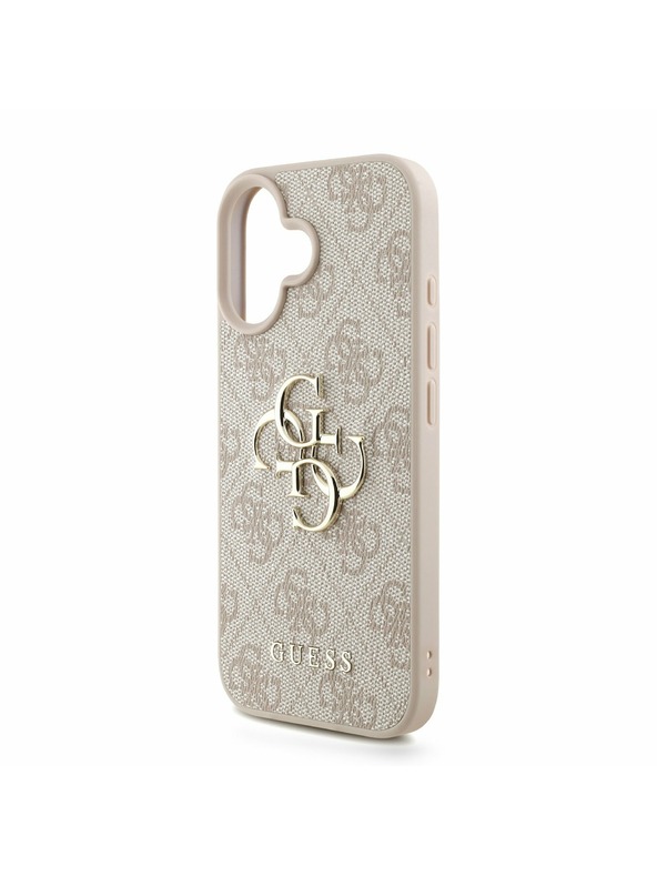 Guess Guess PU 4G Metal Logo Strap Carcasă spate pentru iPhone 16 Roz