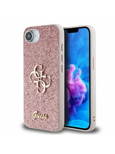 Guess Guess PU Fixed Glitter 4G Metal Logo Carcasă spate pentru iPhone 16e Roz