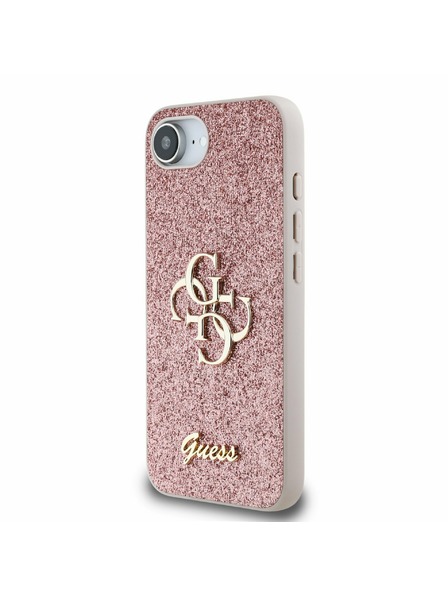 Guess Guess PU Fixed Glitter 4G Metal Logo Carcasă spate pentru iPhone 16e Roz