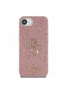 Guess Guess PU Fixed Glitter 4G Metal Logo Carcasă spate pentru iPhone 16e Roz