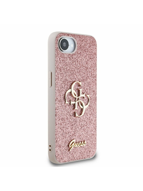 Guess Guess PU Fixed Glitter 4G Metal Logo Carcasă spate pentru iPhone 16e Roz