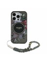 Guess Guess IML Flowers Pearl Strap MagSafe Carcasă spate pentru iPhone 16 Pro Max Negru