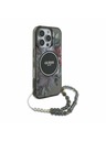 Guess Guess IML Flowers Pearl Strap MagSafe Carcasă spate pentru iPhone 16 Pro Max Negru
