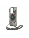 Guess Guess IML Flowers Pearl Strap MagSafe Carcasă spate pentru iPhone 16 Pro Max Negru