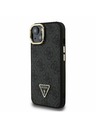Guess Guess PU 4G Strass Triunghi Logo Stand Carcasă Spate Camera MagSafe pentru iPhone 14 Negru