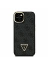 Guess Guess PU 4G Strass Triunghi Logo Stand Carcasă Spate Camera MagSafe pentru iPhone 14 Negru