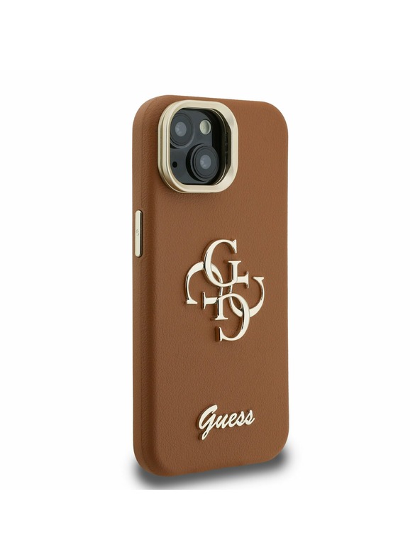 Guess Guess PU Grained 4G Logo Stand Carcasă Spate pentru iPhone 13 Maro