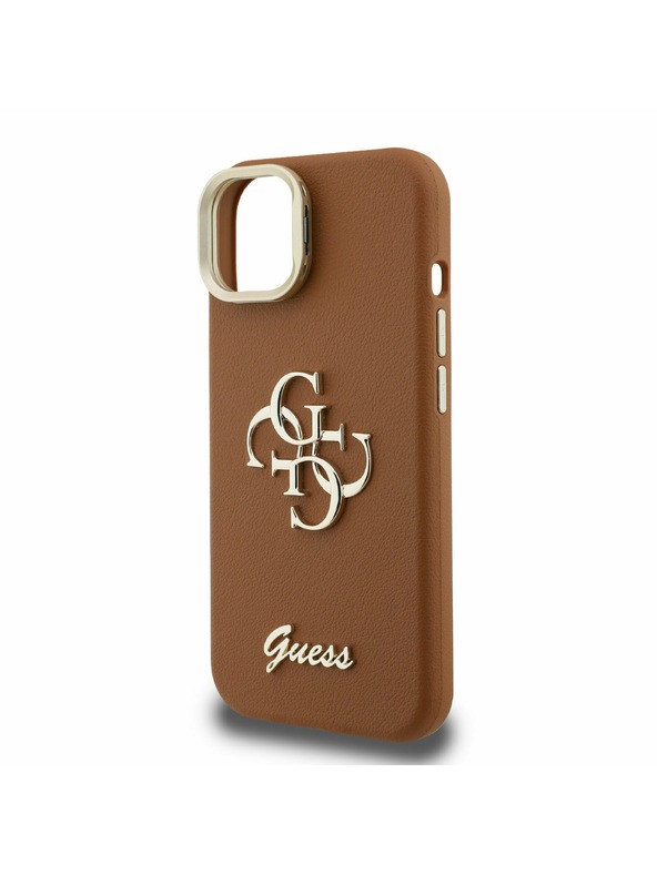 Guess Guess PU Grained 4G Logo Stand Carcasă Spate pentru iPhone 13 Maro