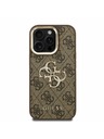 Guess Guess PU 4G Metal Logo Stand Carcasă Spate Camera pentru iPhone 15 Pro Maro