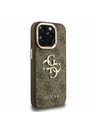 Guess Guess PU 4G Metal Logo Stand Carcasă Spate Camera pentru iPhone 15 Pro Maro