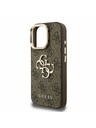 Guess Guess PU 4G Metal Logo Stand Carcasă Spate Camera pentru iPhone 15 Pro Maro
