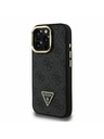 Guess Guess PU 4G Strass Triunghi Logo Stand Carcasă Spate Camera MagSafe pentru iPhone 15 Pro Max Negru