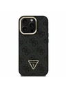 Guess Guess PU 4G Strass Triunghi Logo Stand Carcasă Spate Camera MagSafe pentru iPhone 15 Pro Max Negru